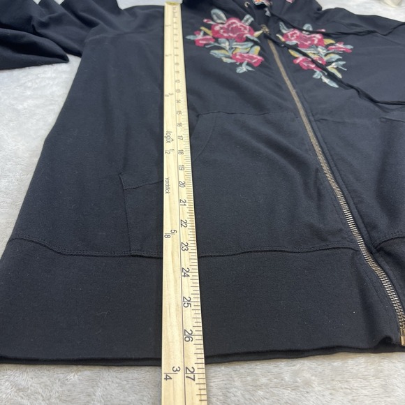 Johnny Was Black Hoodie with Pink Floral Design - Picture 4 of 13